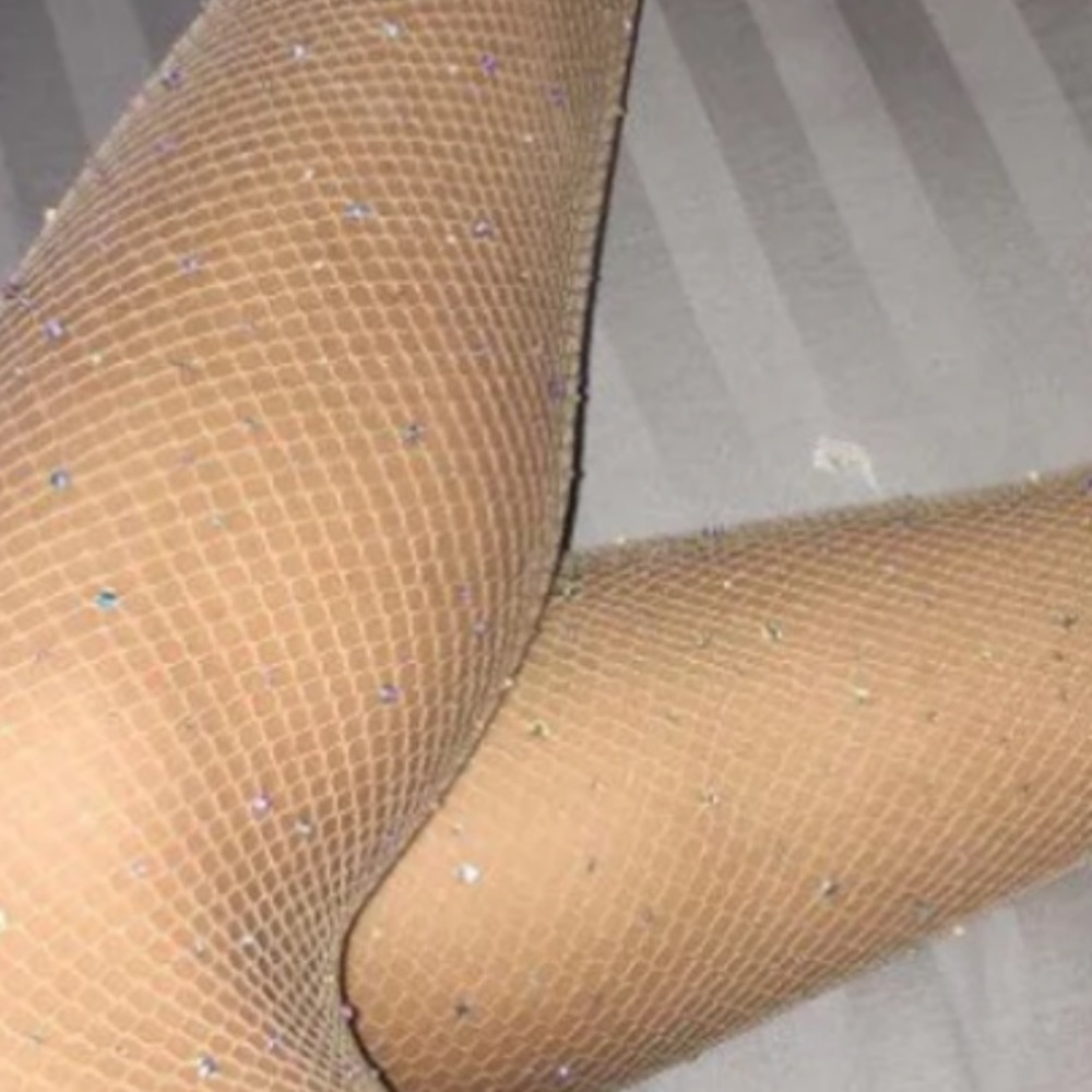 Rihanna crystal rhinestone fish net stockings